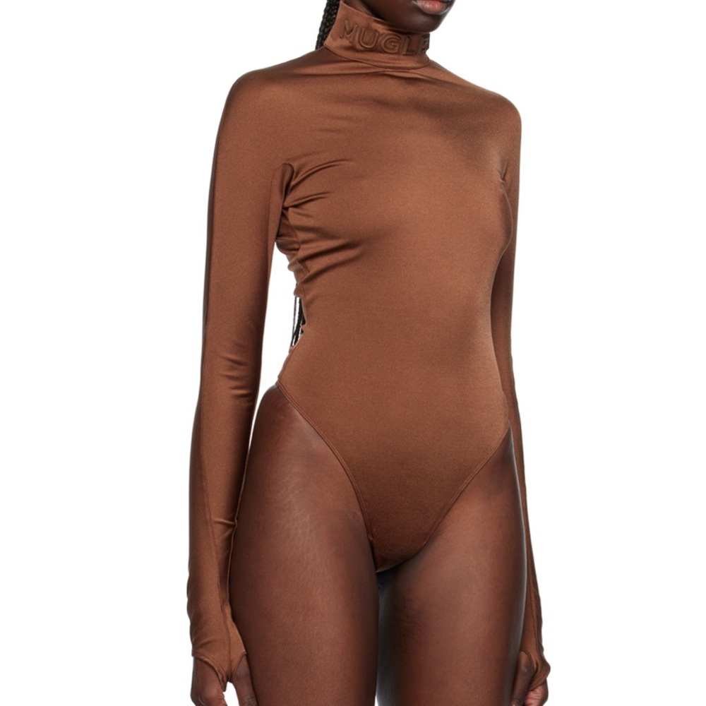 MUGLER
Brown Mock Neck Bodysuit